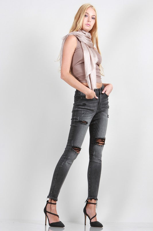 Special A Grey Days Distressed Skinny Jeans