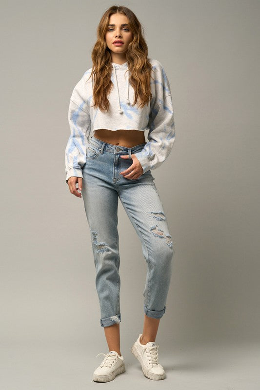 Denim Lab Distressed Girlfriend Jeans