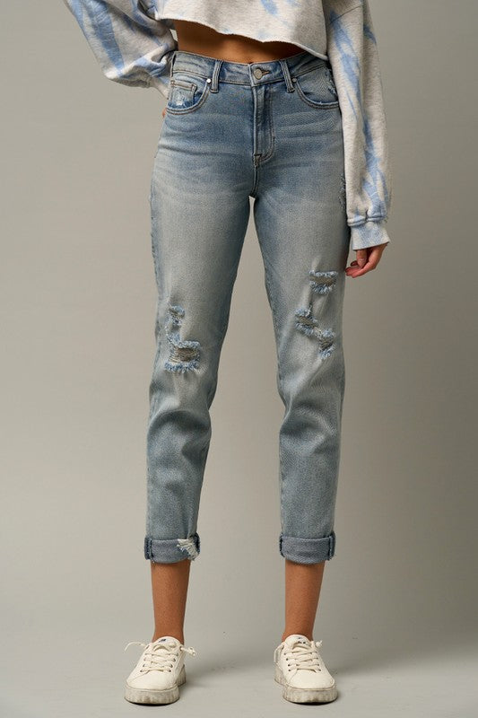 Denim Lab Distressed Girlfriend Jeans