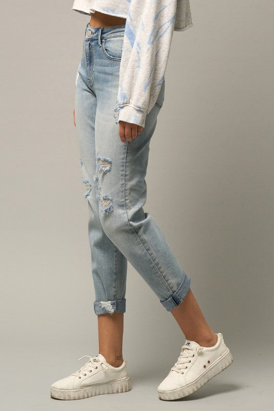 Denim Lab Distressed Girlfriend Jeans