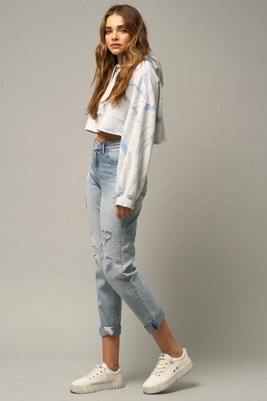 Denim Lab Distressed Girlfriend Jeans