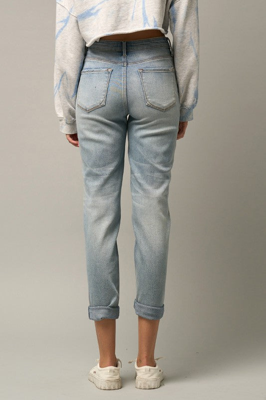 Denim Lab Distressed Girlfriend Jeans