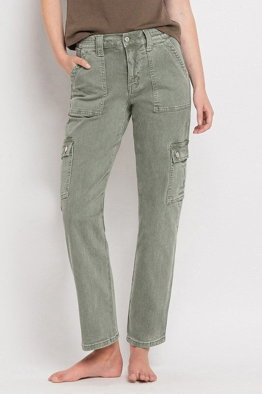 Army High Rise Cargo Straight Jeans