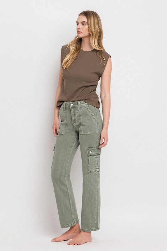 Army High Rise Cargo Straight Jeans