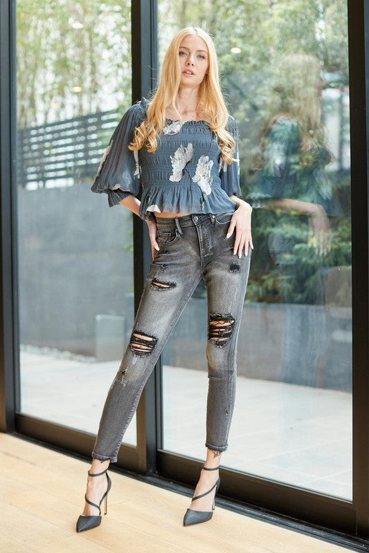 Special A Grey Days Distressed Skinny Jeans