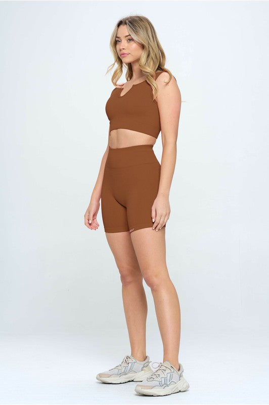 Otos 2 piece Seamless Ribbed Tank Top & Biker Shorts