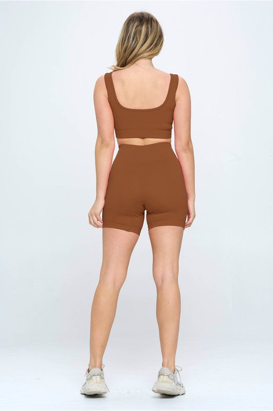 Otos 2 piece Seamless Ribbed Tank Top & Biker Shorts