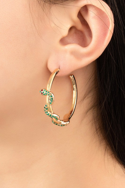 Emerald Snake Hoop Earrings