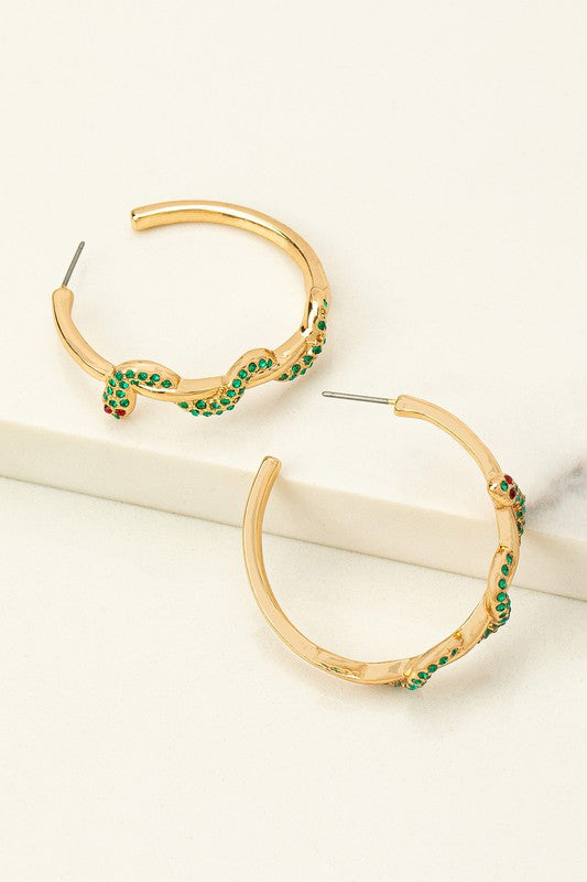 Emerald Snake Hoop Earrings