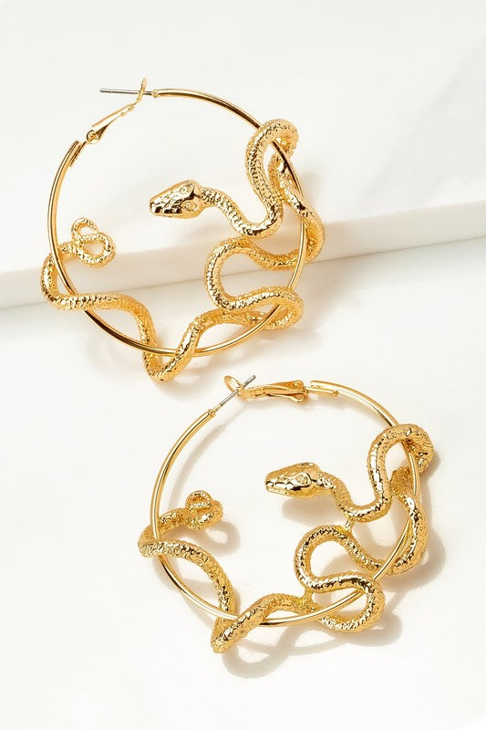 Gold/Silver Snake Hoop Earrings