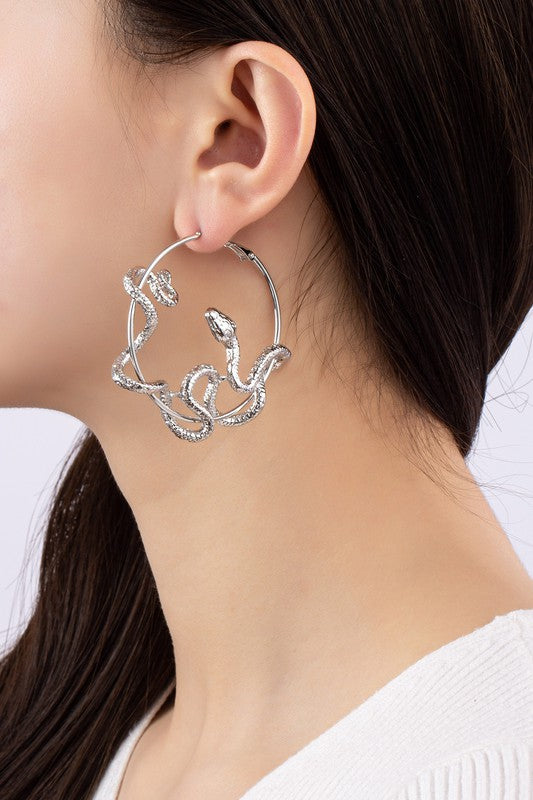 Gold/Silver Snake Hoop Earrings