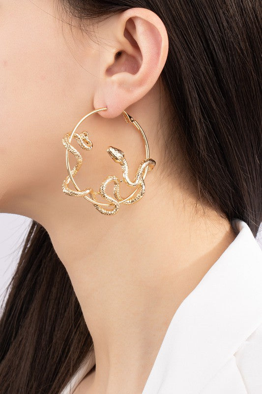 Gold/Silver Snake Hoop Earrings