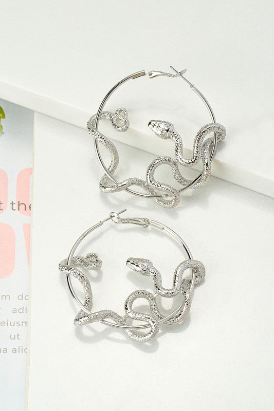 Gold/Silver Snake Hoop Earrings