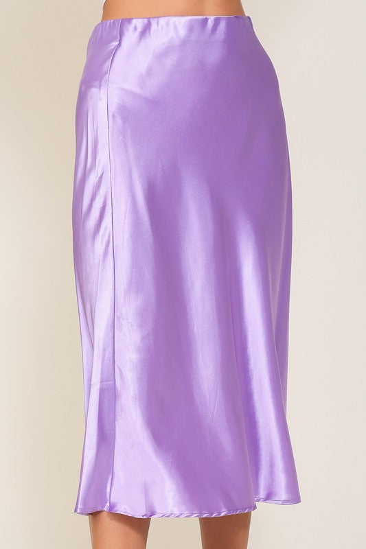 Vineyard Satin Midi Flare Skirt