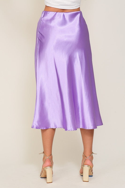 Vineyard Satin Midi Flare Skirt