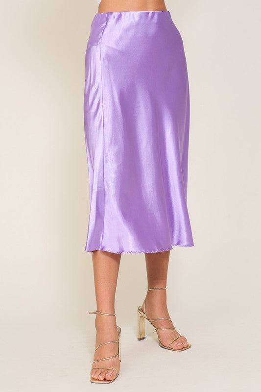 Vineyard Satin Midi Flare Skirt