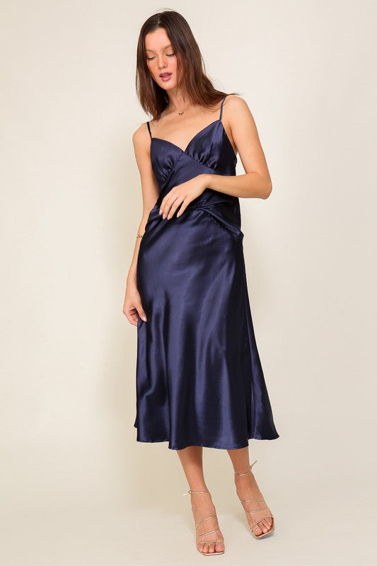 Vineyard Satin Midi Flare Skirt