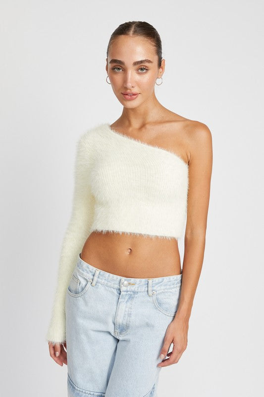 Sofia One Shoulder Sweater Crop Top