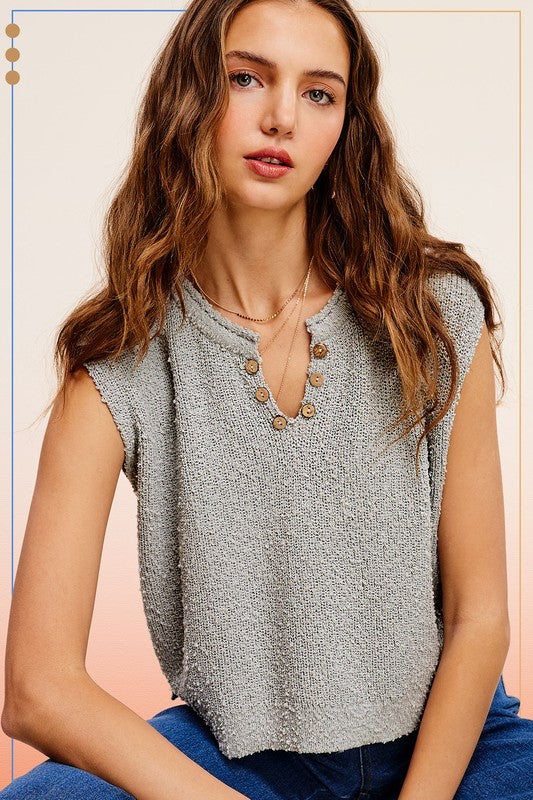 Ballad Slouchy Cropped Sleeve Sweater Top