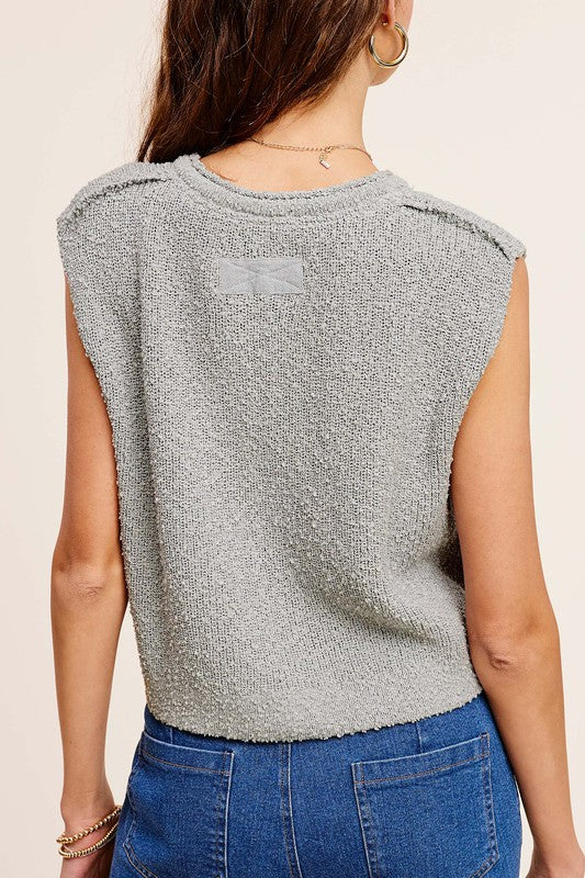 Ballad Slouchy Cropped Sleeve Sweater Top