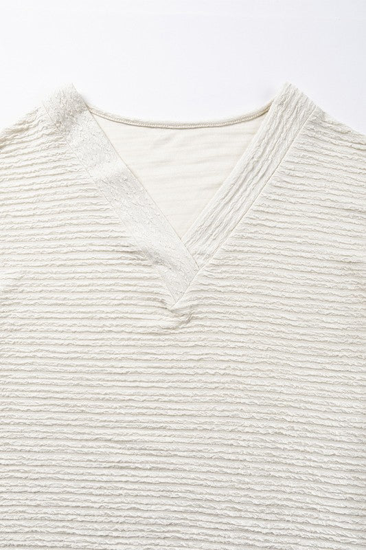 Faye Textured Wide Sleeve V Neck