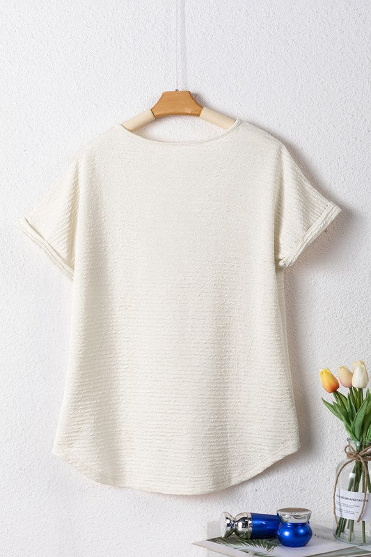 Faye Textured Wide Sleeve V Neck