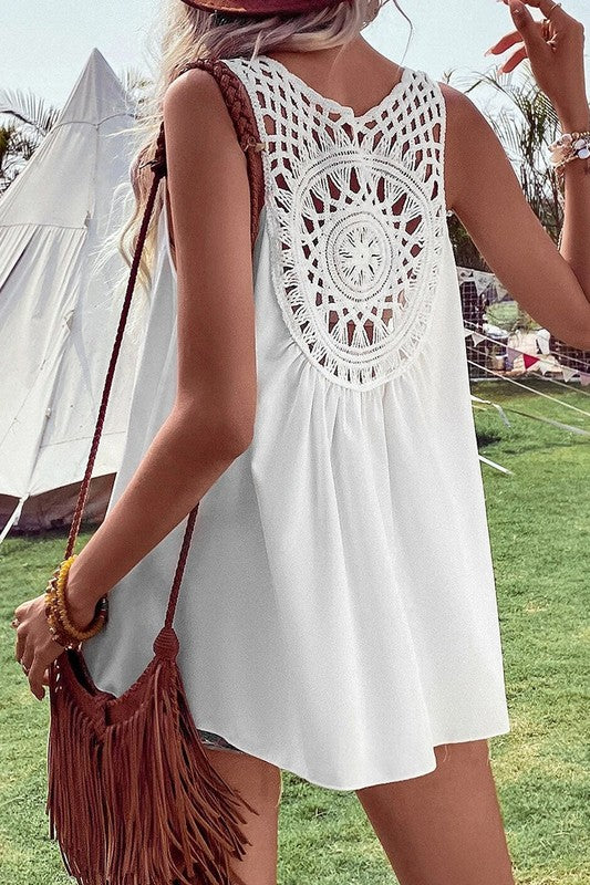 Bohemian Crochet Patchwork Sleeveless Tunic