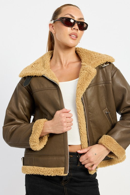 Sydney Shearling Moto Jacket