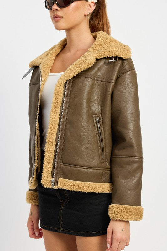 Sydney Shearling Moto Jacket