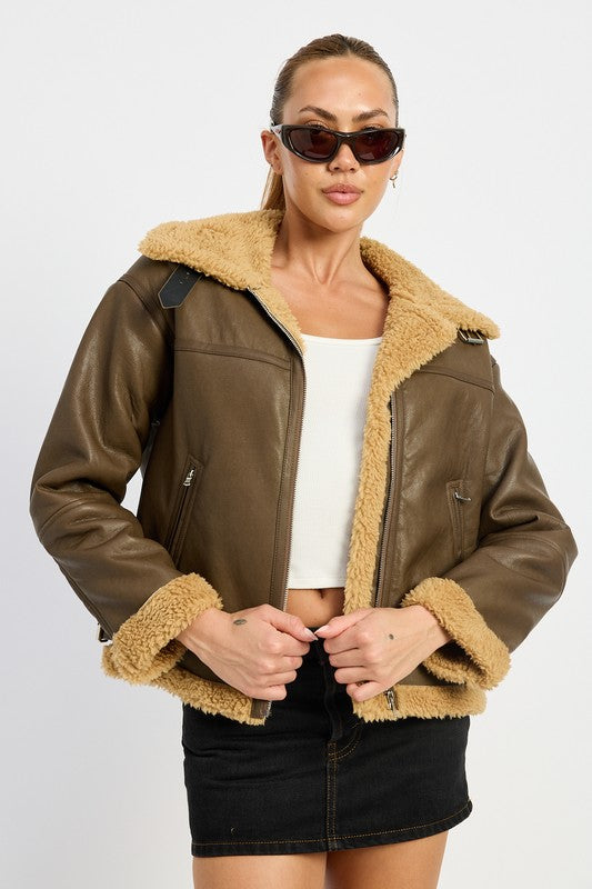 Sydney Shearling Moto Jacket