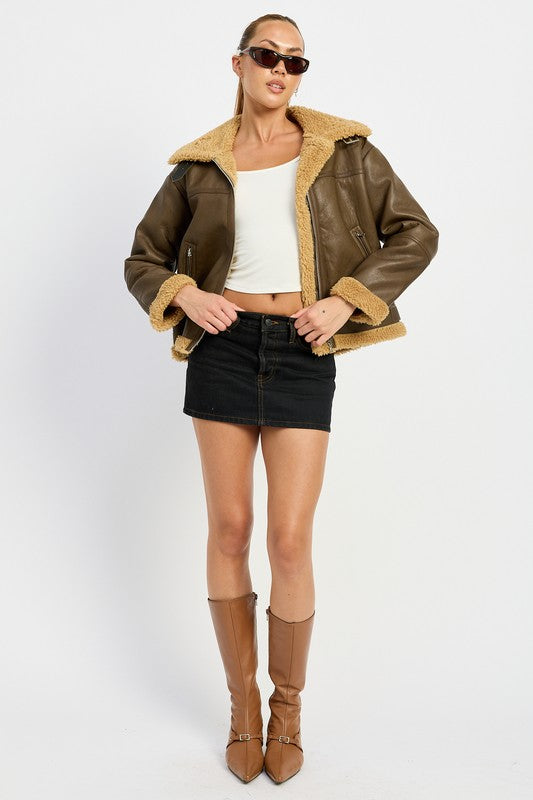 Sydney Shearling Moto Jacket