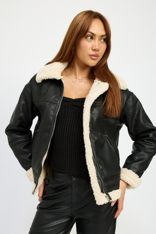 Sydney Shearling Moto Jacket