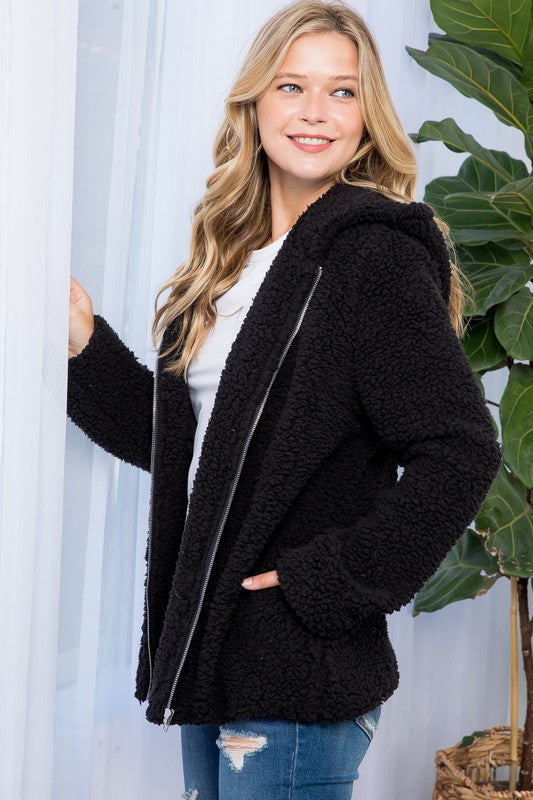 Harlow Sherpa Fur Hoodie Jacket