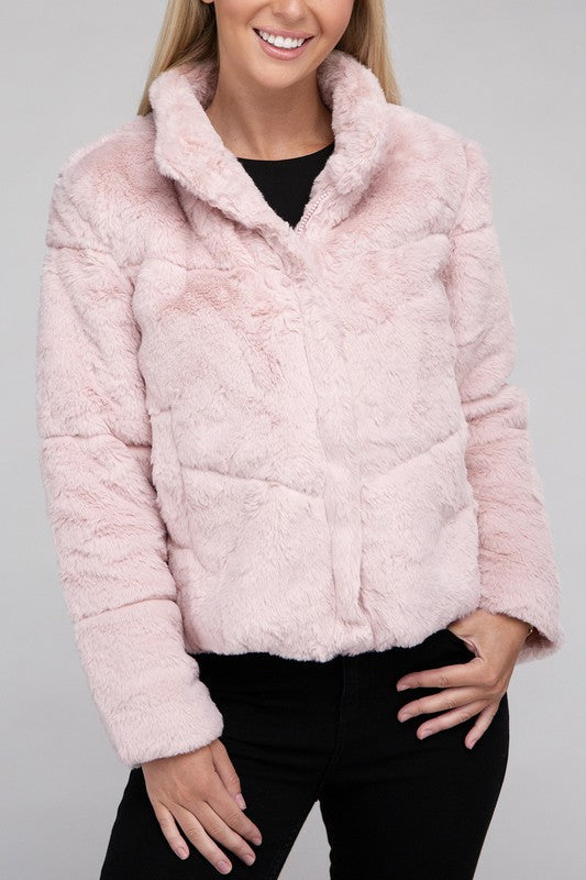 Autumn Fluffy Zip-Up Sweater Jacket