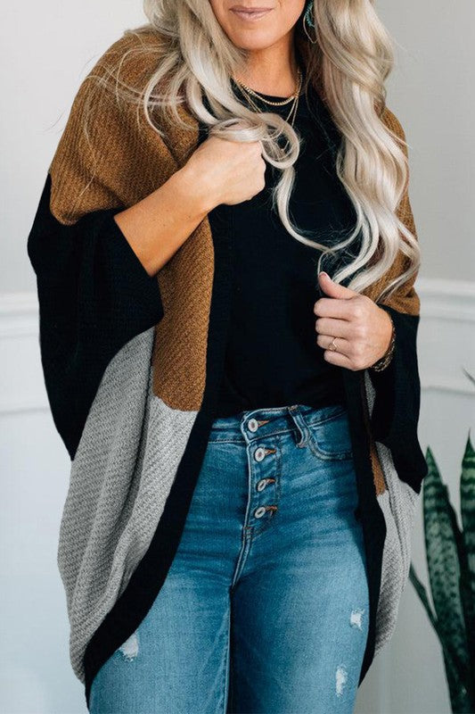 Clay Brown Neutral Colorblock Cardigan