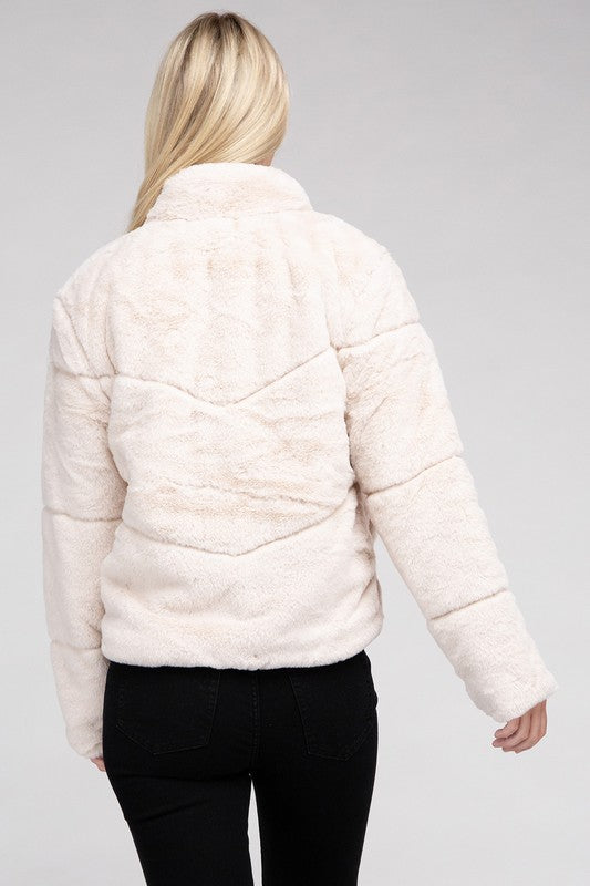 Autumn Fluffy Zip-Up Sweater Jacket