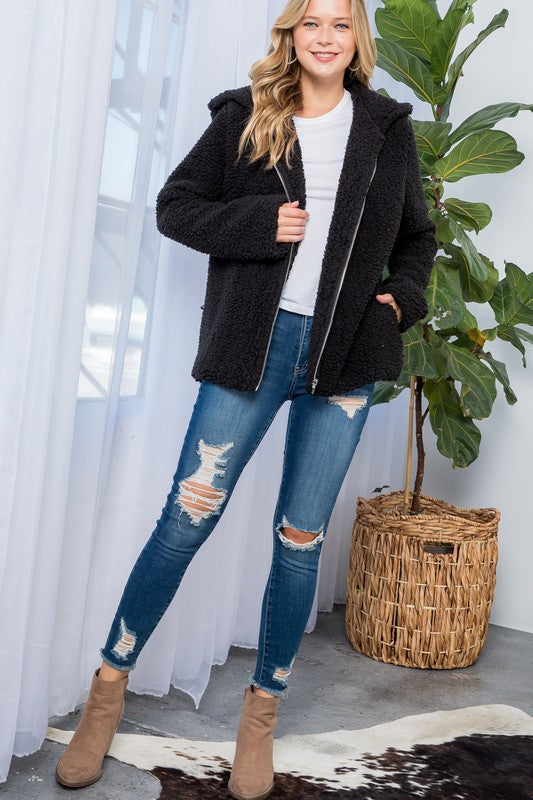 Harlow Sherpa Fur Hoodie Jacket