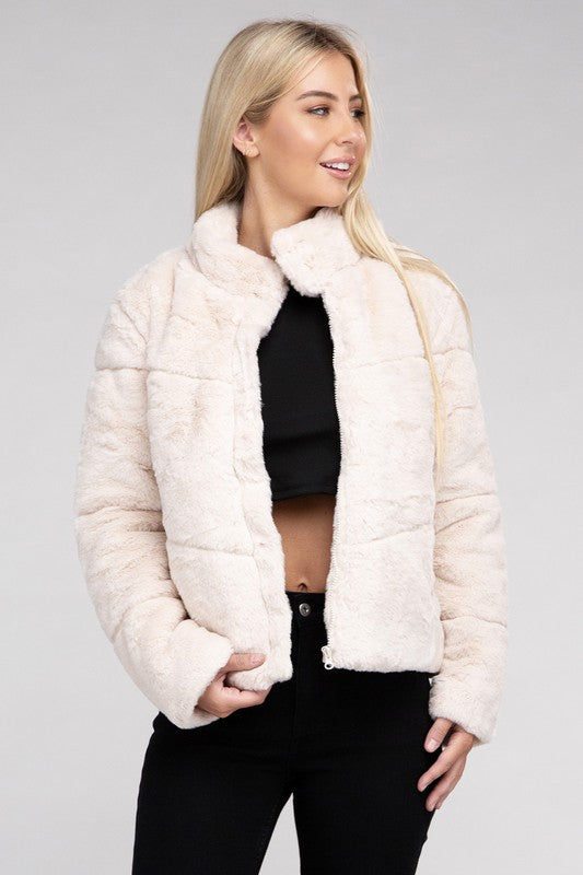 Autumn Fluffy Zip-Up Sweater Jacket