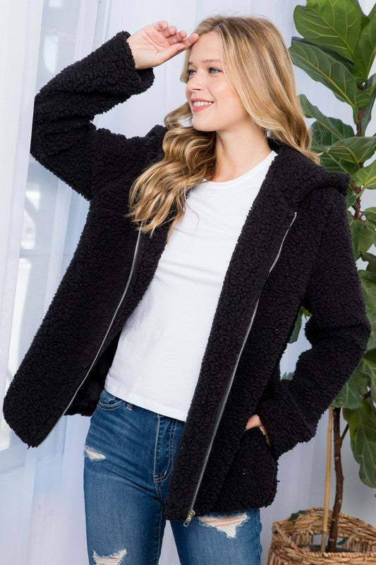 Harlow Sherpa Fur Hoodie Jacket