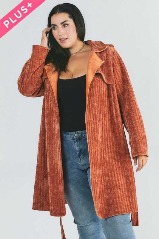 Kelly Plus Solid Long Sleeve Coat