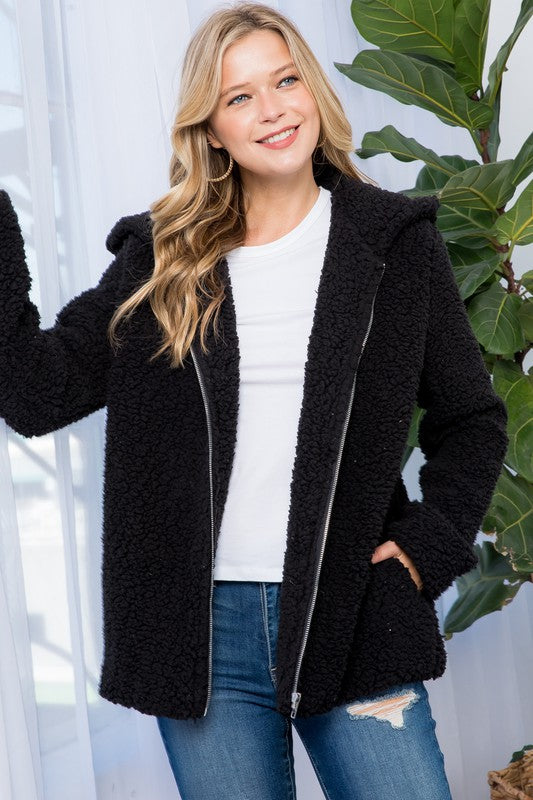 Harlow Sherpa Fur Hoodie Jacket