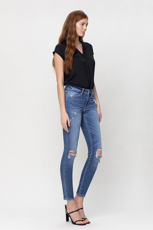 Flying Monkey Mid Rise Skinny Ankle Jeans