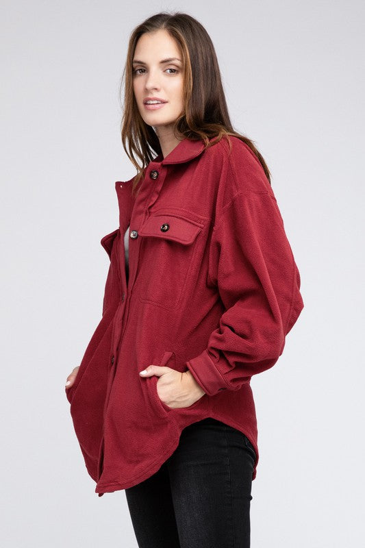 Feeling Fall Fleece Buttoned Down Oversized Jacket