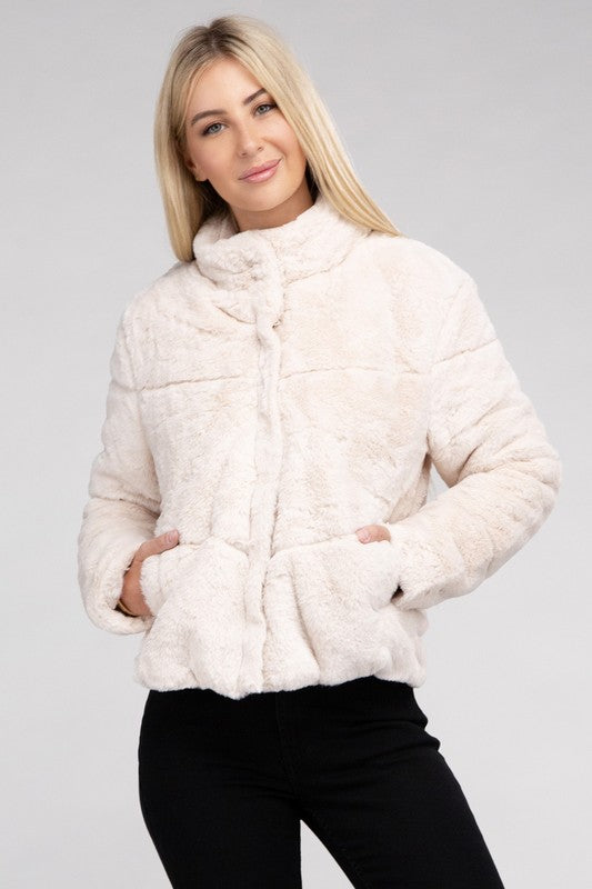 Autumn Fluffy Zip-Up Sweater Jacket