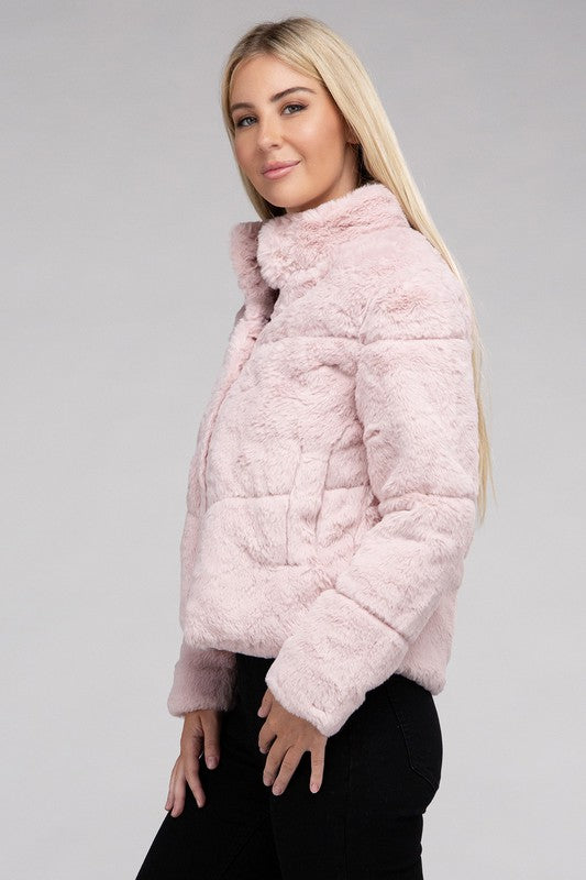 Autumn Fluffy Zip-Up Sweater Jacket