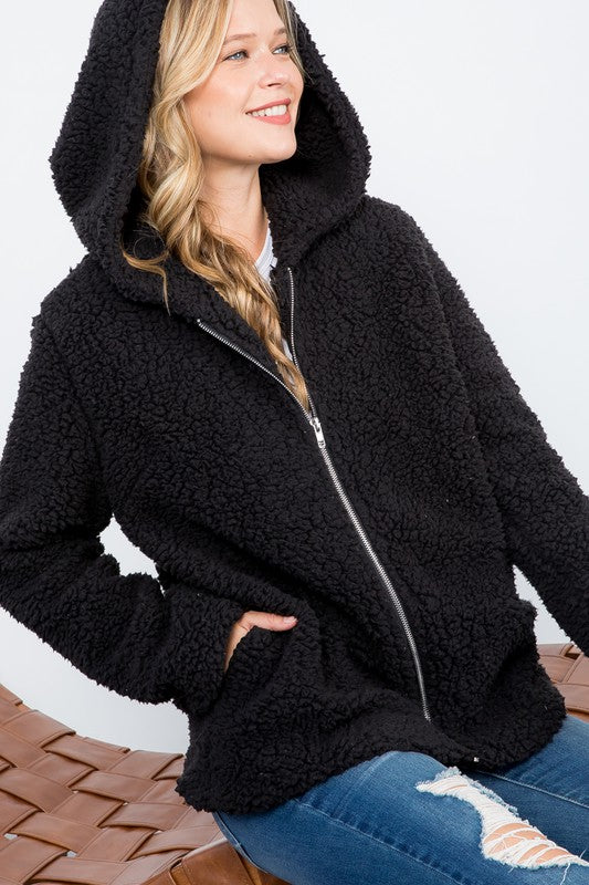 Harlow Sherpa Fur Hoodie Jacket