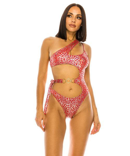 Feeling Wild Leopard One Shoulder Swimsuit