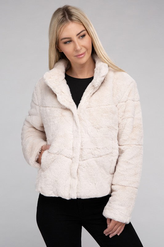 Autumn Fluffy Zip-Up Sweater Jacket