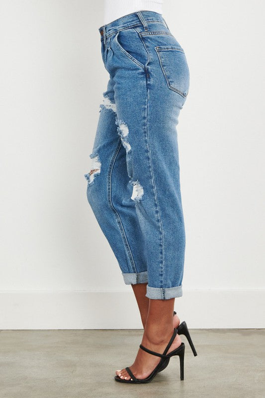 Vibrant M.I.U Martine High Waisted Boyfriend Jeans