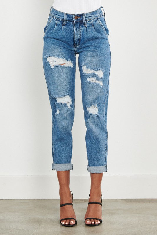 Vibrant M.I.U Martine High Waisted Boyfriend Jeans